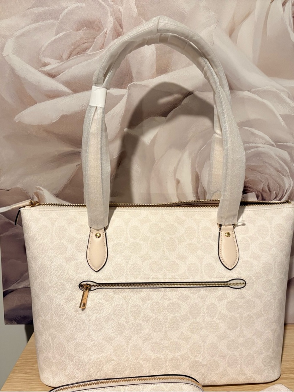 BNWT Authentic Coach Chalk Signature Bundle_Gallery Tote/Notebook/Lippie Case! - Picture 2 of 10